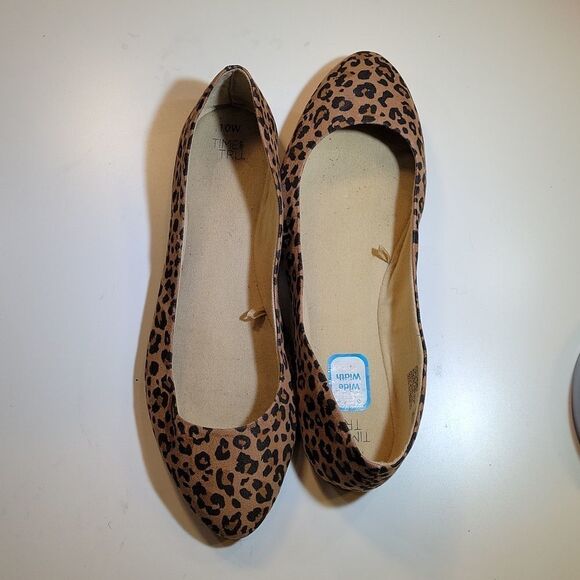 TIME&TRU LEOPARD ROUND TOE SLIP-ON WOMEN"S SUEDE BALLET FLATS G1 - Picture 6 of 14
